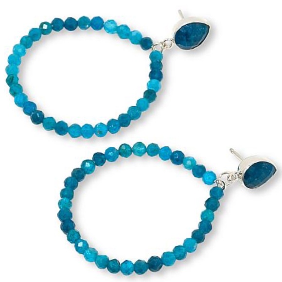 Jay King Madagascar Blue Apatite Shell Bead Hoop
Drop Earrings, NWT - Picture 2 of 2